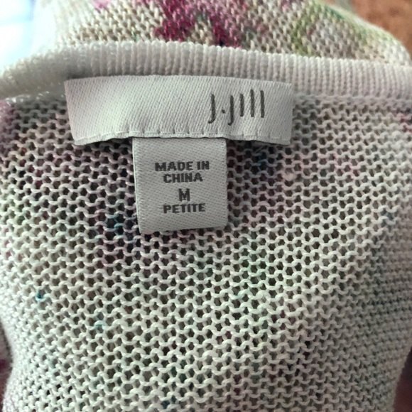 J. Jill Sweater Womens Medium Pink Floral Linen Blend Lightweight 3/4 Sleeves - Picture 11 of 11